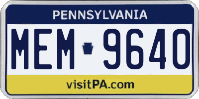 PA license plate MEM9640