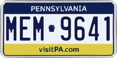 PA license plate MEM9641