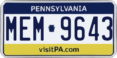 PA license plate MEM9643