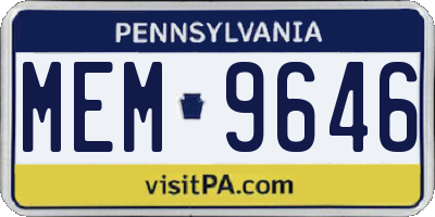 PA license plate MEM9646
