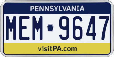 PA license plate MEM9647