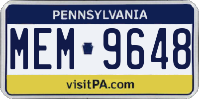 PA license plate MEM9648