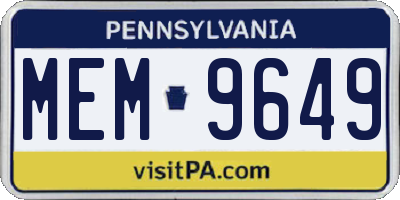 PA license plate MEM9649