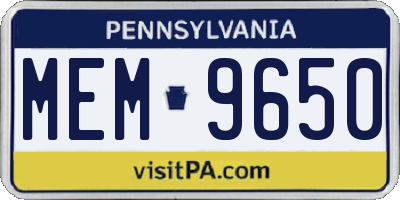 PA license plate MEM9650