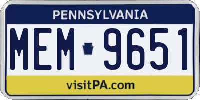 PA license plate MEM9651