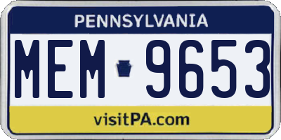PA license plate MEM9653