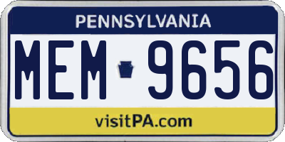 PA license plate MEM9656