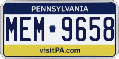 PA license plate MEM9658