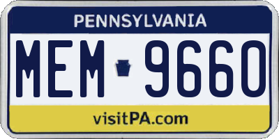 PA license plate MEM9660