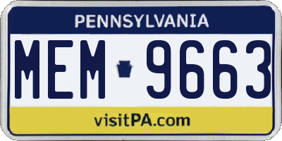 PA license plate MEM9663