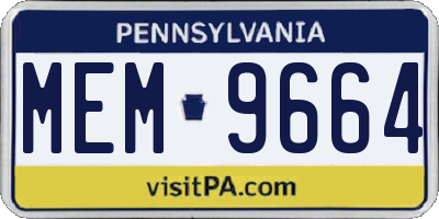 PA license plate MEM9664