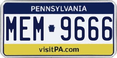 PA license plate MEM9666