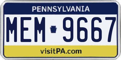 PA license plate MEM9667