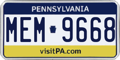 PA license plate MEM9668