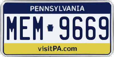 PA license plate MEM9669