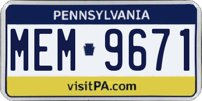 PA license plate MEM9671