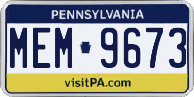 PA license plate MEM9673