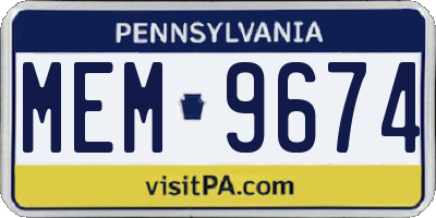 PA license plate MEM9674