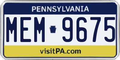 PA license plate MEM9675
