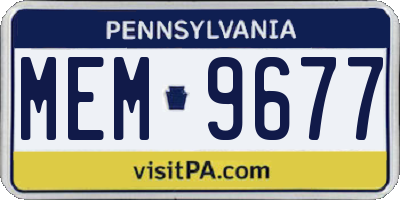 PA license plate MEM9677