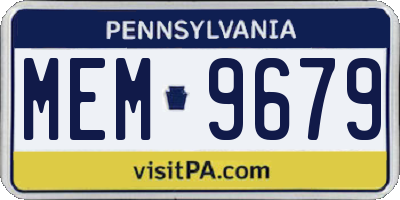 PA license plate MEM9679