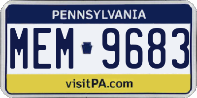 PA license plate MEM9683