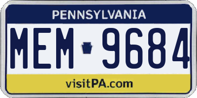 PA license plate MEM9684