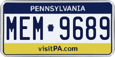 PA license plate MEM9689