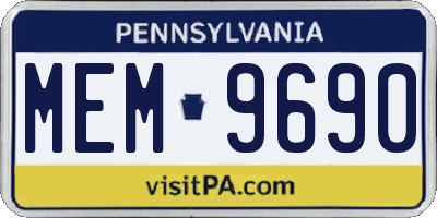 PA license plate MEM9690