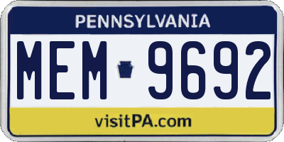 PA license plate MEM9692