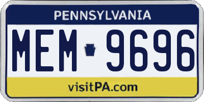 PA license plate MEM9696