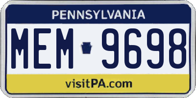 PA license plate MEM9698