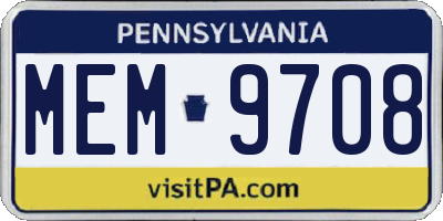 PA license plate MEM9708