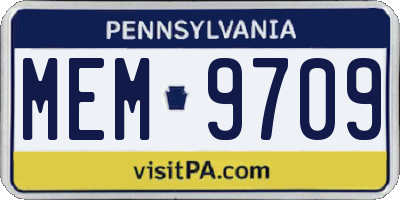 PA license plate MEM9709