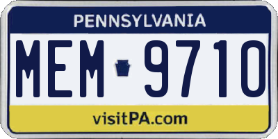 PA license plate MEM9710
