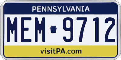 PA license plate MEM9712