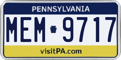PA license plate MEM9717