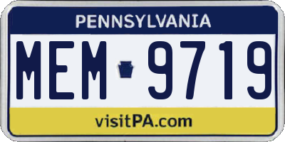 PA license plate MEM9719