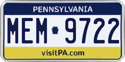 PA license plate MEM9722