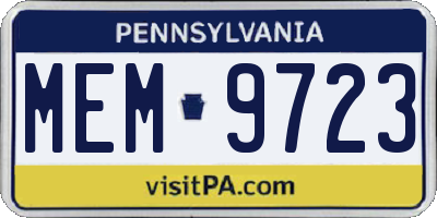 PA license plate MEM9723