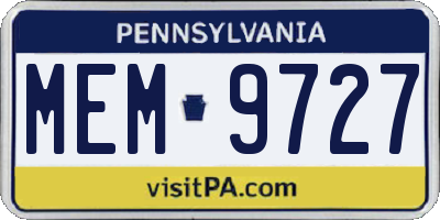 PA license plate MEM9727