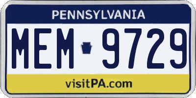 PA license plate MEM9729