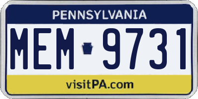 PA license plate MEM9731