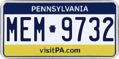 PA license plate MEM9732