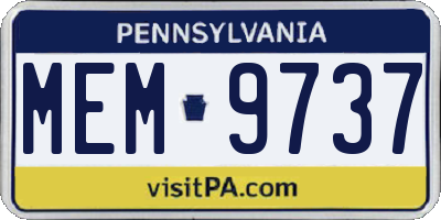 PA license plate MEM9737