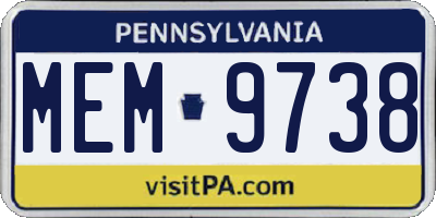 PA license plate MEM9738