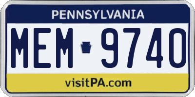 PA license plate MEM9740