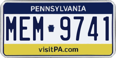 PA license plate MEM9741