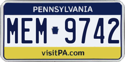 PA license plate MEM9742