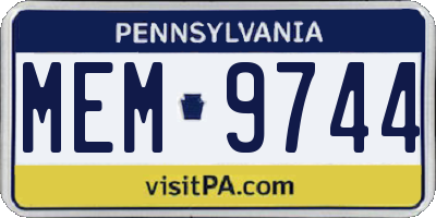 PA license plate MEM9744